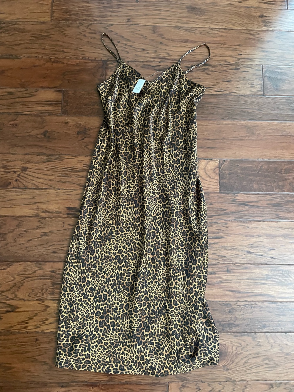 Express Leopard Print Slip Dress, Midi, with slit
